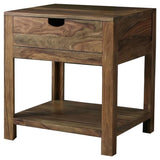 Esther 1-drawer Solid Wood Side End Table Natural Sheesham | Brown | Natural | 723887