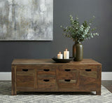 Esther 6-drawer Solid Wood Coffee Table Natural Sheesham | Brown | Natural | 723888