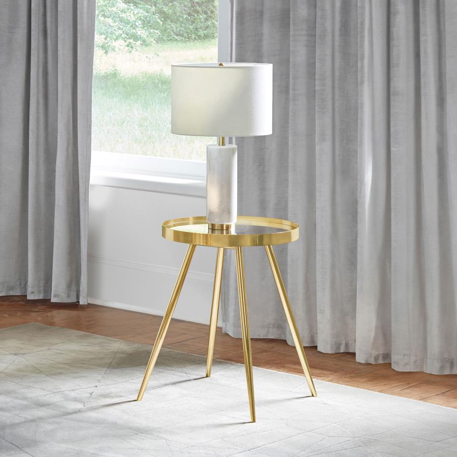 Kaelyn Round Mirror Top End Side Table Gold | King | Gold | 723917