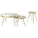 Kaelyn 3-piece Round Coffee and End Table Set Gold | Gold | 723918-S2