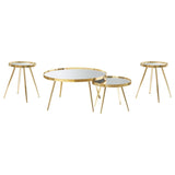 Kaelyn 4-piece Round Coffee and End Table Set Gold | Gold | 723918-S3