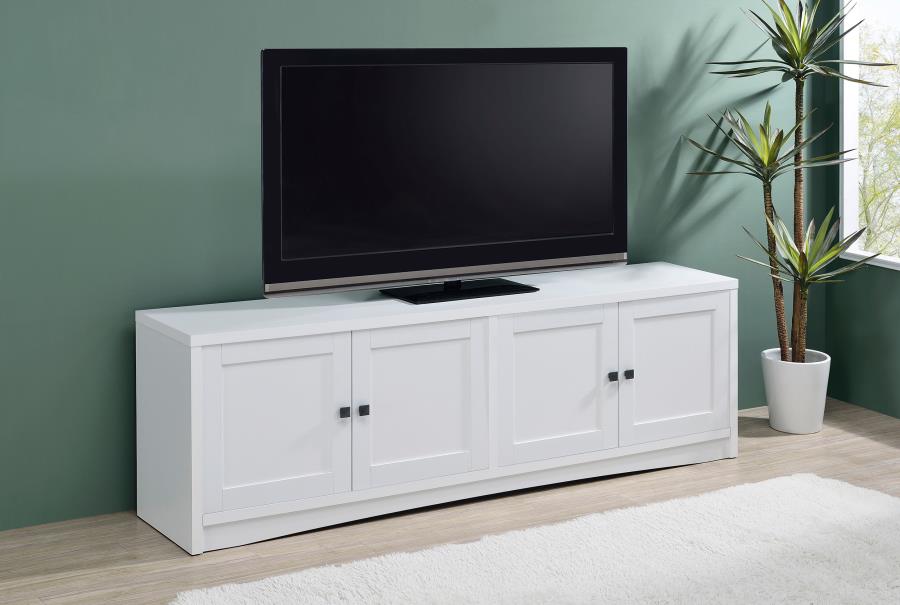 Laughlin 4-door Engineered Wood 78-inch TV Stand White | White | 724113