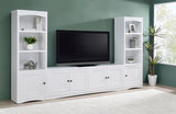 Laughlin 4-door Engineered Wood 78-inch TV Stand White | White | 724113