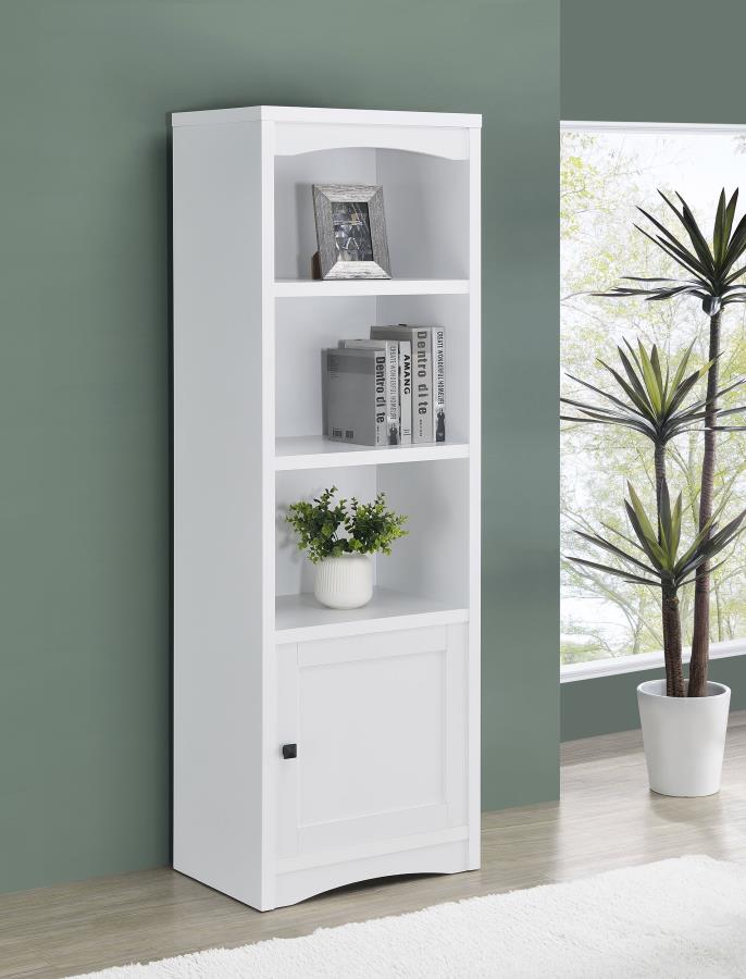 Laughlin 4-shelf Engineered Wood Media Tower White | White | 724114