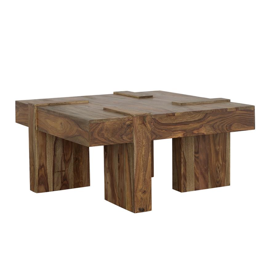 Samira Square Solid Wood Coffee Table Natural Sheesham | King | Brown | Natural Sheesham | 724138