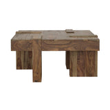 Samira Square Solid Wood Coffee Table Natural Sheesham | King | Brown | Natural Sheesham | 724138