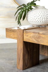 Samira Square Solid Wood Coffee Table Natural Sheesham | King | Brown | Natural Sheesham | 724138