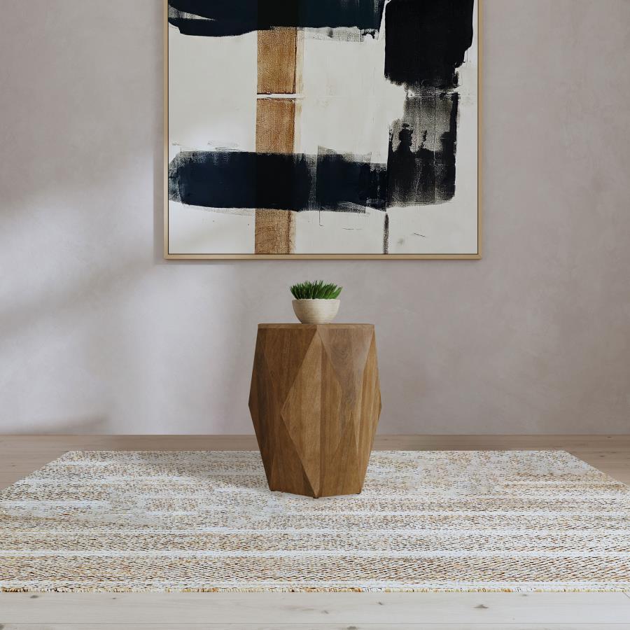 Zalika Hexagonal Solid Mango Wood End Table Natural | Brown | Natural | 724187