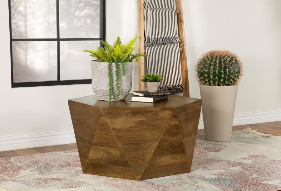 Zalika Hexagonal Solid Mango Wood Coffee Table Natural | King | Brown | Natural | 724188
