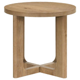 Kessler Round Sculptural Wood End Table Light Oak | Beige | Light Oak | 735987