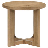 Kessler Round Sculptural Wood End Table Light Oak | Beige | Light Oak | 735987