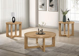 Kessler Round Sculptural Wood End Table Light Oak | Beige | Light Oak | 735987