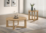 Kessler 2-piece Round Sculptural Wood Coffee Table Set Light Oak | Brown | Light Oak | 735988-S2