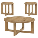 Kessler 3-piece Round Sculptural Wood Coffee Table Set Light Oak | Brown | Light Oak | 735988-S3