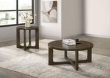 Kessler 2-piece Round Sculptural Wood Coffee Table Set Brown | Brown | 735998-S2
