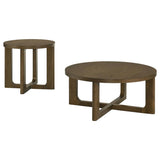 Kessler 2-piece Round Sculptural Wood Coffee Table Set Brown | Brown | 735998-S2