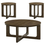 Kessler 3-piece Round Sculptural Wood Coffee Table Set Brown | Brown | 735998-S3