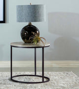 Lainey Round Faux Marble Side End Table Grey | King | Grey | Grey Faux Marble | 736027