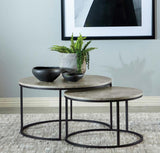Lainey 2-piece Round Faux Marble Nesting Coffee Table Grey | Grey | Grey Faux Marble | 736028
