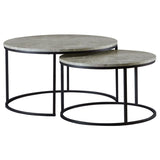 Lainey 2-piece Round Faux Marble Nesting Coffee Table Grey | Grey | Grey Faux Marble | 736028