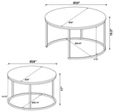 Lainey 2-piece Round Faux Marble Nesting Coffee Table Grey | Grey | Grey Faux Marble | 736028