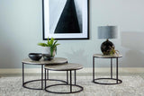 Lainey 2-piece Round Faux Marble Nesting Coffee Table Grey | Grey | Grey Faux Marble | 736028