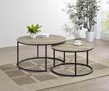Lainey 2-piece Round Nesting Coffee Table Distressed Pine | Brown | Distressed Pine | 736040