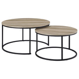 Lainey 2-piece Round Nesting Coffee Table Distressed Pine | Brown | Distressed Pine | 736040