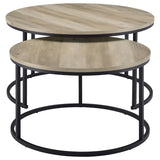 Lainey 2-piece Round Nesting Coffee Table Distressed Pine | Brown | Distressed Pine | 736040