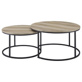 Lainey 2-piece Round Nesting Coffee Table Distressed Pine | Brown | Distressed Pine | 736040