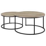 Lainey 2-piece Round Nesting Coffee Table Distressed Pine | Brown | Distressed Pine | 736040