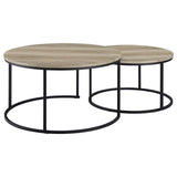 Lainey 2-piece Round Nesting Coffee Table Distressed Pine | Brown | Distressed Pine | 736040