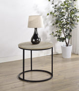 Lainey Round Occasional Side End Table Distressed Pine | Black | Distressed Pine | 736047