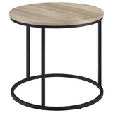 Lainey Round Occasional Side End Table Distressed Pine | Black | Distressed Pine | 736047
