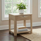 Marcelo Wood End Table with Drawer and Shelf Light Elm | Beige | Light Elm | 736057