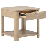 Marcelo Wood End Table with Drawer and Shelf Light Elm | Beige | Light Elm | 736057