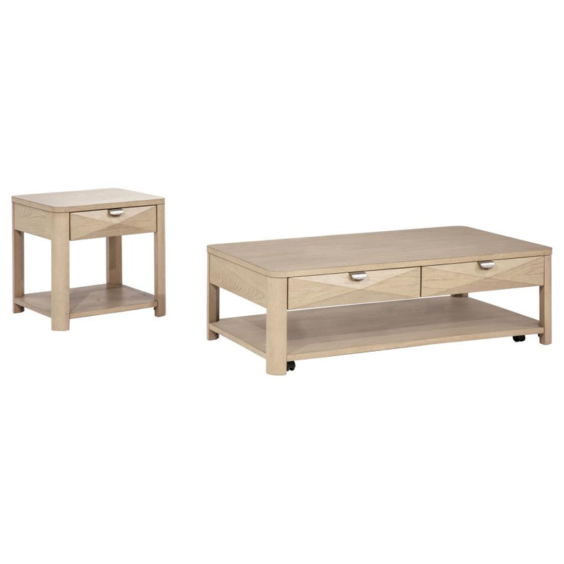 Marcelo 2-piece Coffee Table Set with Storage Light Elm