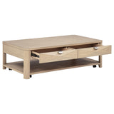 Marcelo Wood Coffee Table with 2 Drawers and Shelf Light Elm | Full | Beige | Light Elm | 736058