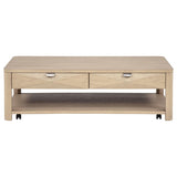 Marcelo Wood Coffee Table with 2 Drawers and Shelf Light Elm | Full | Beige | Light Elm | 736058