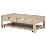 Marcelo Wood Coffee Table with 2 Drawers and Shelf Light Elm | Full | Beige | Light Elm | 736058
