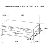 Marcelo Wood Coffee Table with 2 Drawers and Shelf Light Elm | Full | Beige | Light Elm | 736058