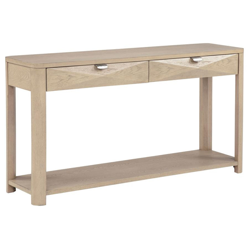 Marcelo Sofa Console Table with 2 Drawers and Shelf Light Elm