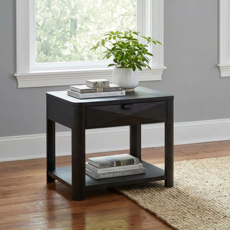 Marcelo Wood End Table with Drawer and Shelf Coffee | Brown | Coffee | 736067