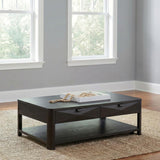 Marcelo Wood Coffee Table with 2 Drawers and Shelf Coffee | Full | Brown | Coffee | 736068