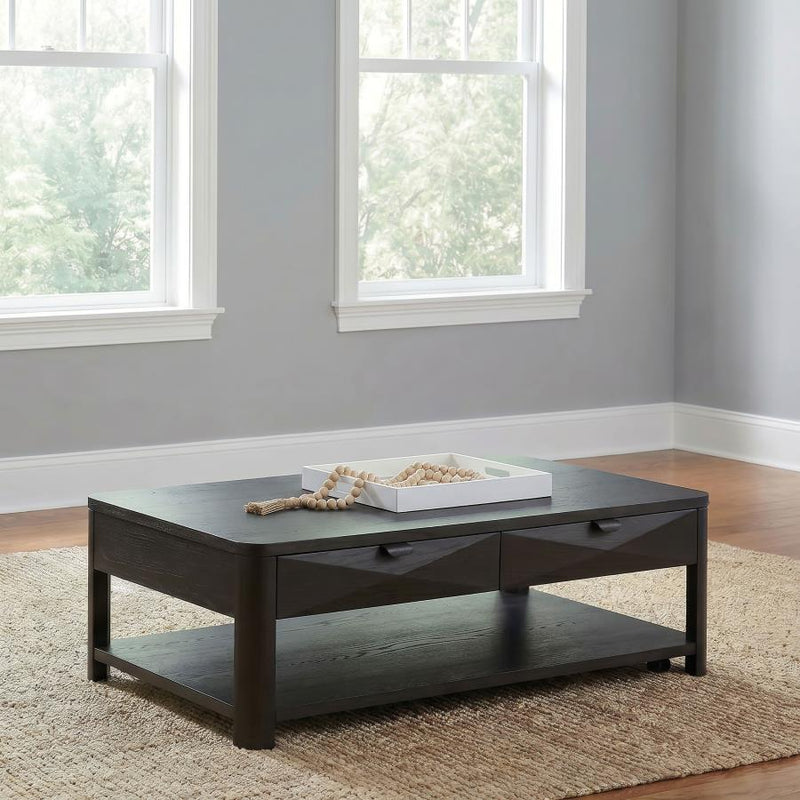 Marcelo Wood Coffee Table with 2 Drawers and Shelf Coffee