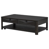Marcelo Wood Coffee Table with 2 Drawers and Shelf Coffee | Full | Brown | Coffee | 736068