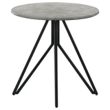 Hadi Round SmartTop Side End Table Cement and Gunmetal | King | Grey | Cement | 736177