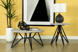 Hadi Round SmartTop Side End Table Cement and Gunmetal | King | Grey | Cement | 736177
