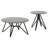 Hadi 2-piece Round SmartTop Coffee and End Table Set Cement | King | Grey | Cement | 736178-S2