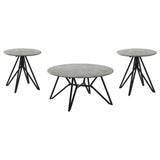 Hadi 3-piece Round SmartTop Coffee and End Table Set Cement | Grey | Cement | 736178-S3